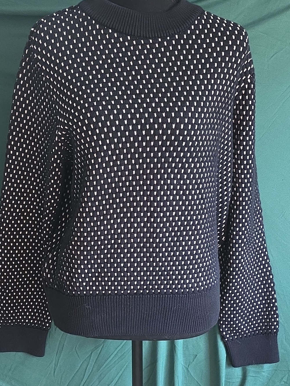 Levi's Black and White Crewneck Textured Knit Sweater